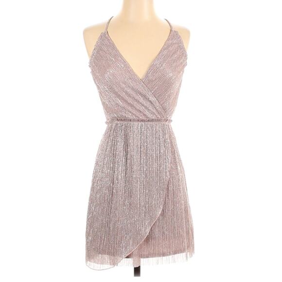 EXPRESS NWT Pink Strappy Metallic Racerback Cocktail Dress // XS - Picture 1 of 13